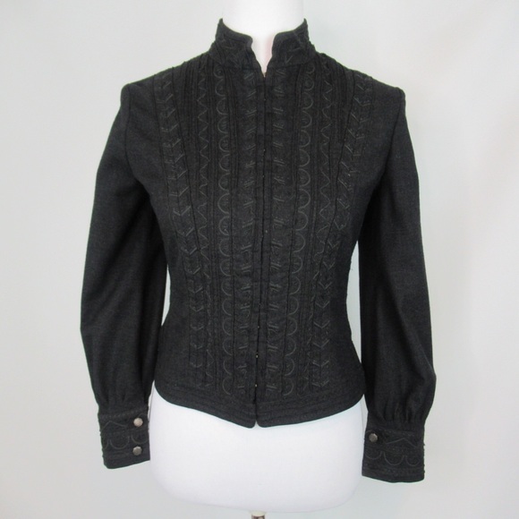 ELIE TAHARI Vintage Black Wool Victorian Style Embroidered Jacket Women’s Size 8 - Picture 12 of 12